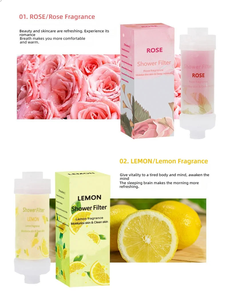 Shower filter contains fragrance, vitamin C softener, hard water purifier to remove residual chlorine, bathroom accessories
