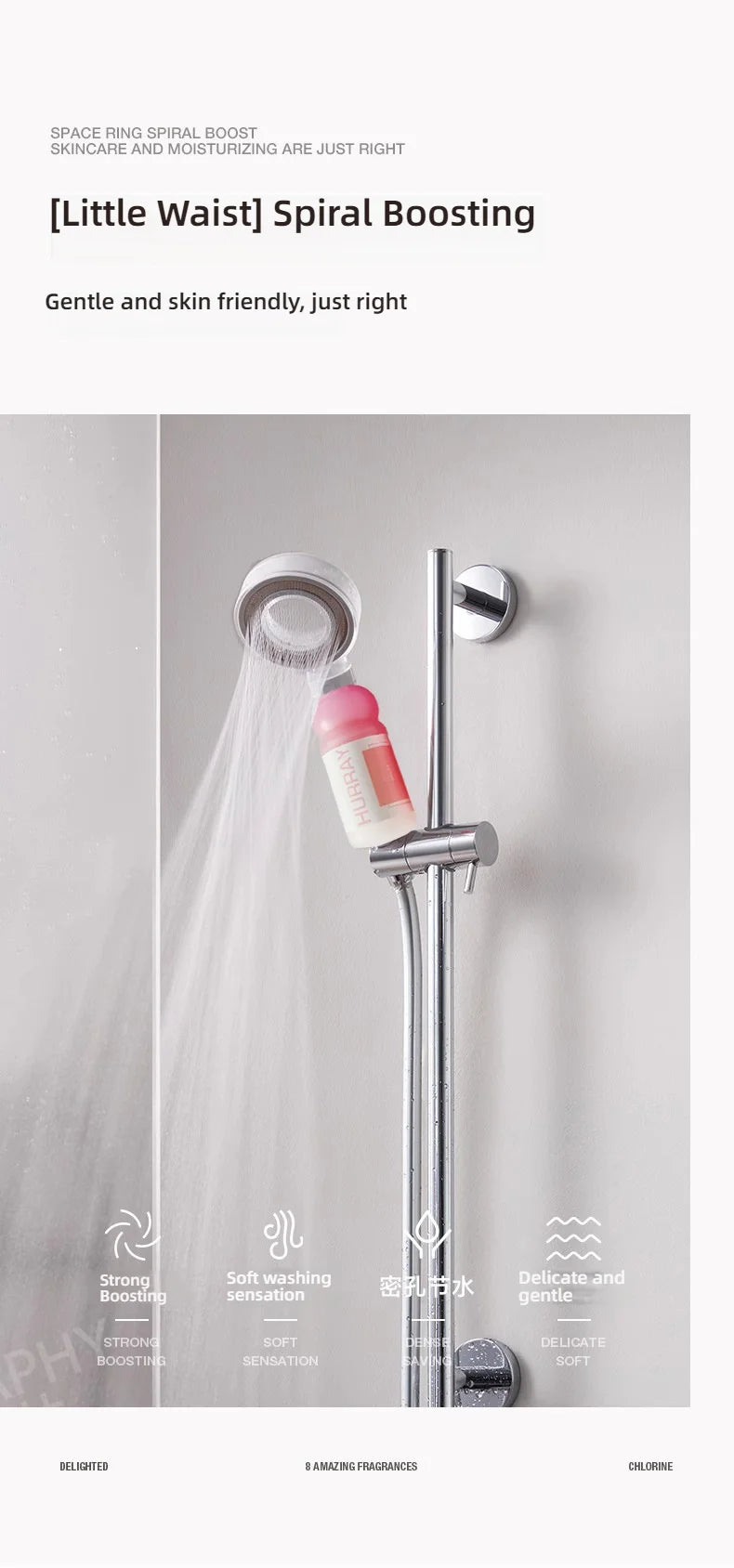 Shower filter contains fragrance, vitamin C softener, hard water purifier to remove residual chlorine, bathroom accessories