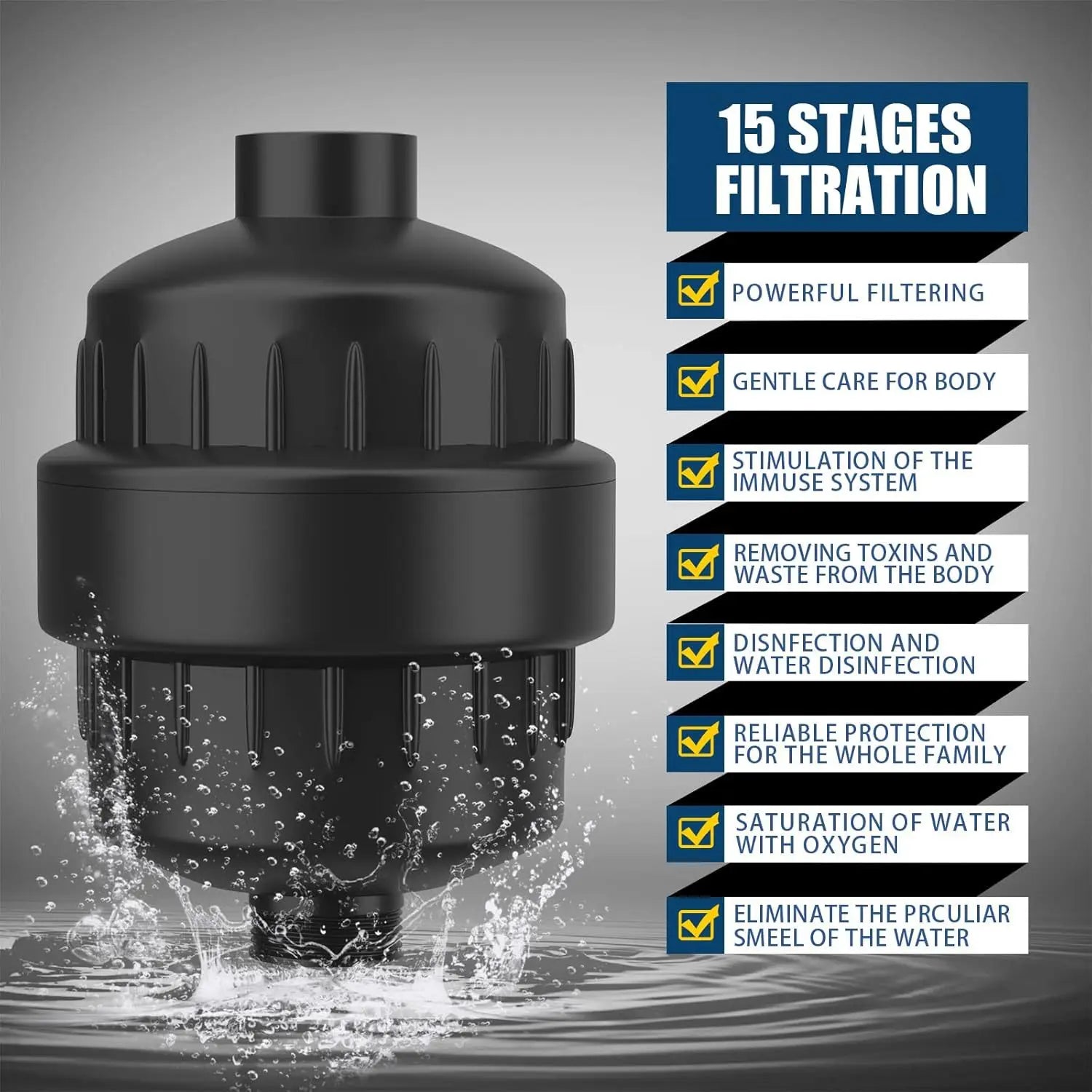 15/20 stages high output shower water filter removes chlorine fluoride heavy metals filter softens high quality shower head