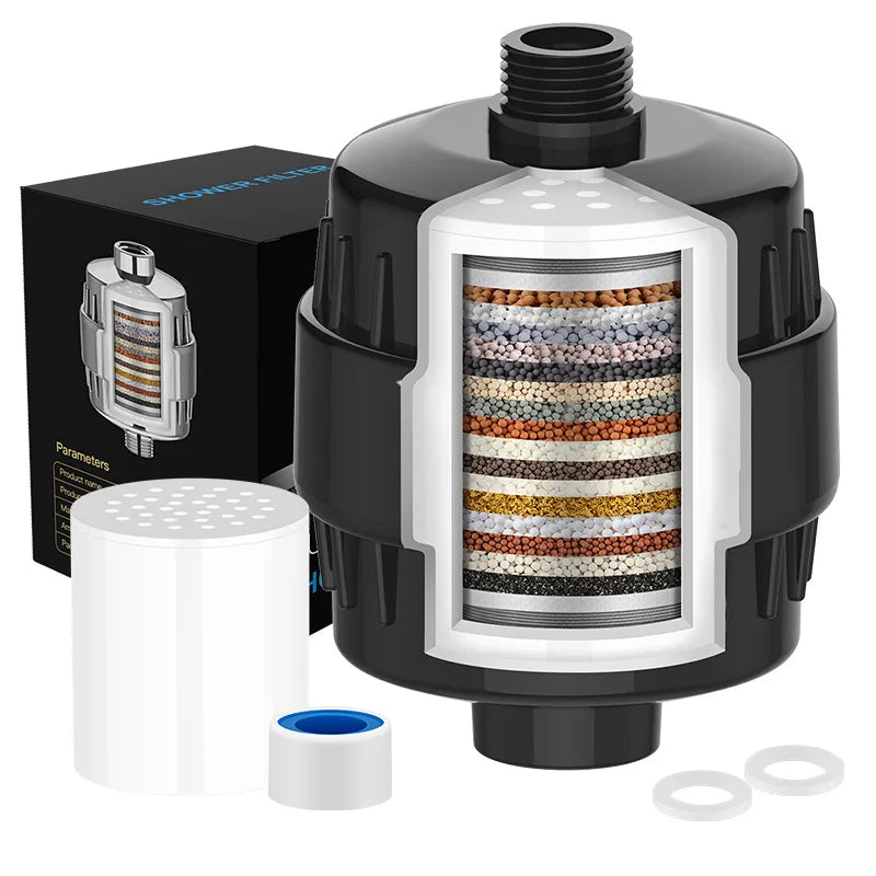 15/20 stages high output shower water filter removes chlorine fluoride heavy metals filter softens high quality shower head